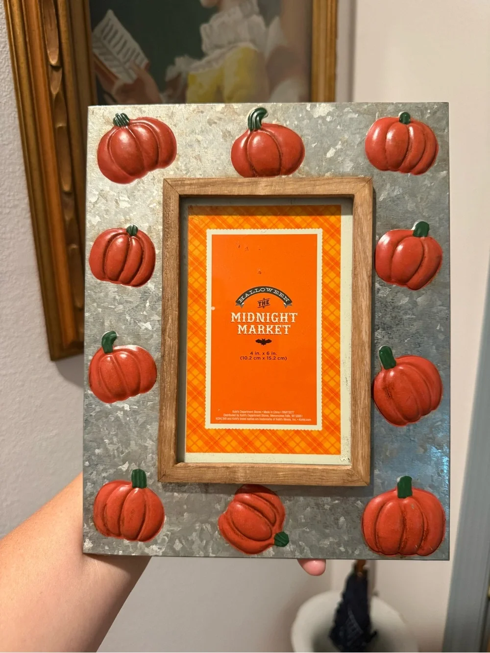 Decorative Pumpkin Metal Photo Frame - Orange